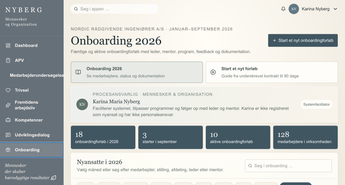 Onboarding-modul i NYBERGs HR-system